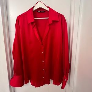 Women’s Red Satin Shirt